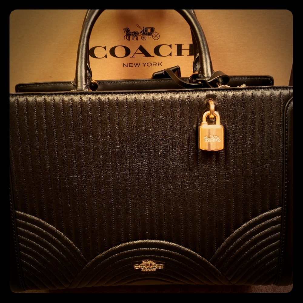 Coach deco quilted purse black